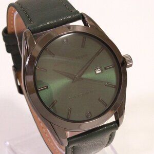 Geoffrey Beene Men's Dress Watch Diamond At 12 Emerald Green Leather 42mm